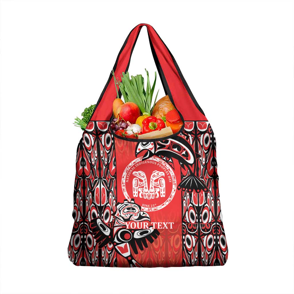 Personalized Canada Indigenous People Day Grocery Bag Haida Tribe Flag Tattoo Style