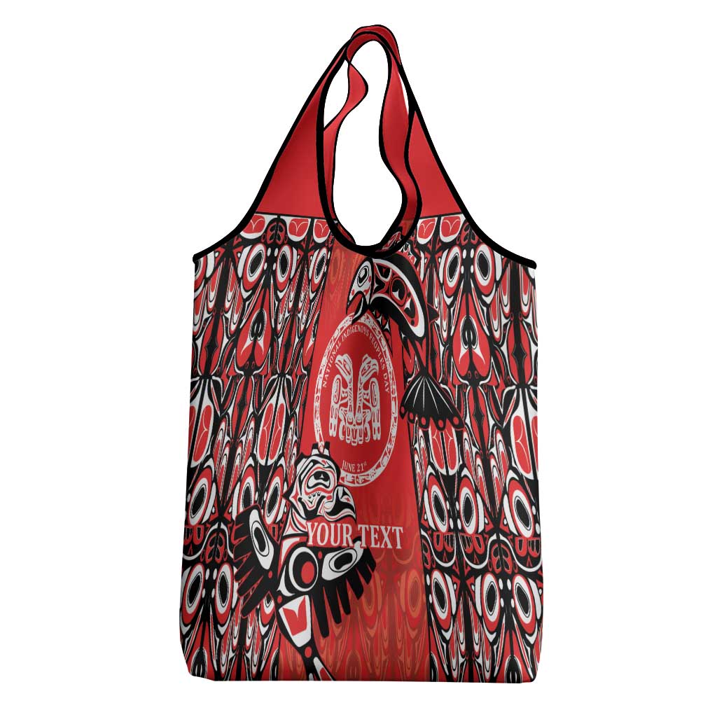 Personalized Canada Indigenous People Day Grocery Bag Haida Tribe Flag Tattoo Style