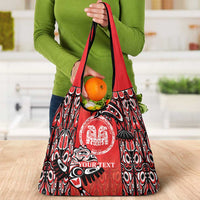 Personalized Canada Indigenous People Day Grocery Bag Haida Tribe Flag Tattoo Style
