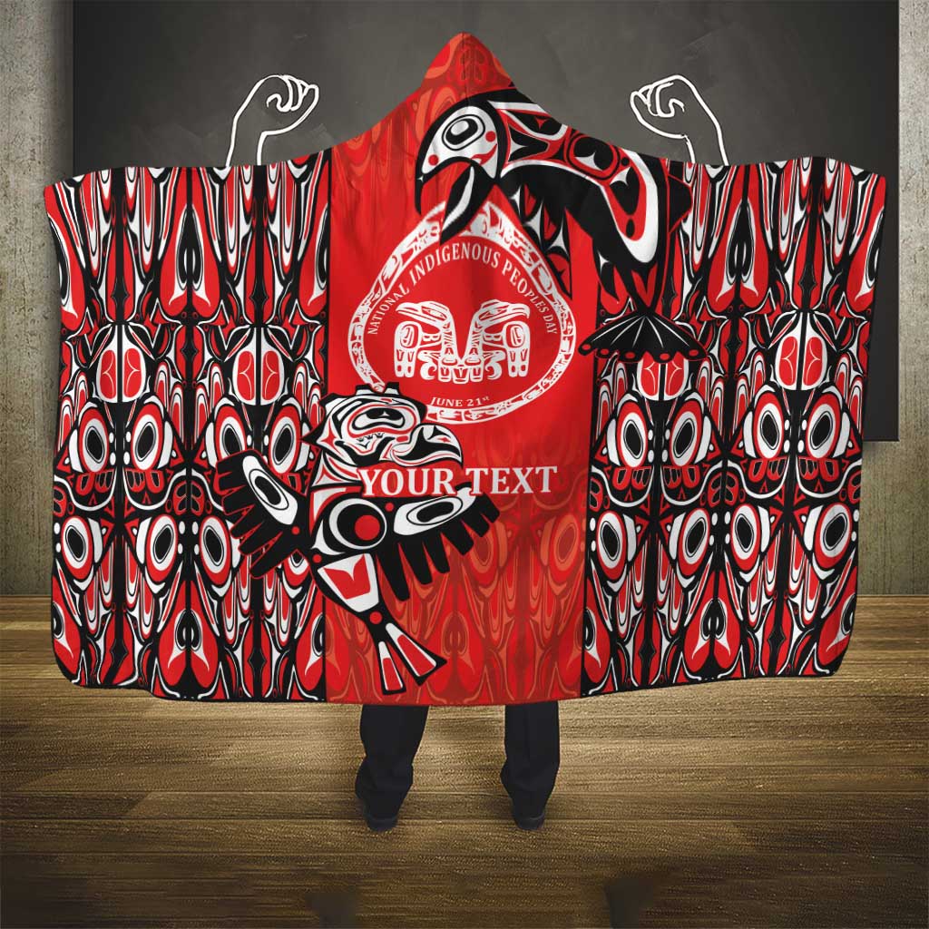 Personalized Canada Indigenous People Day Hooded Blanket Haida Tribe Flag Tattoo Style