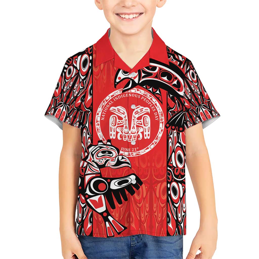 Personalized Canada Indigenous People Day Kid Hawaiian Shirt Haida Tribe Flag Tattoo Style