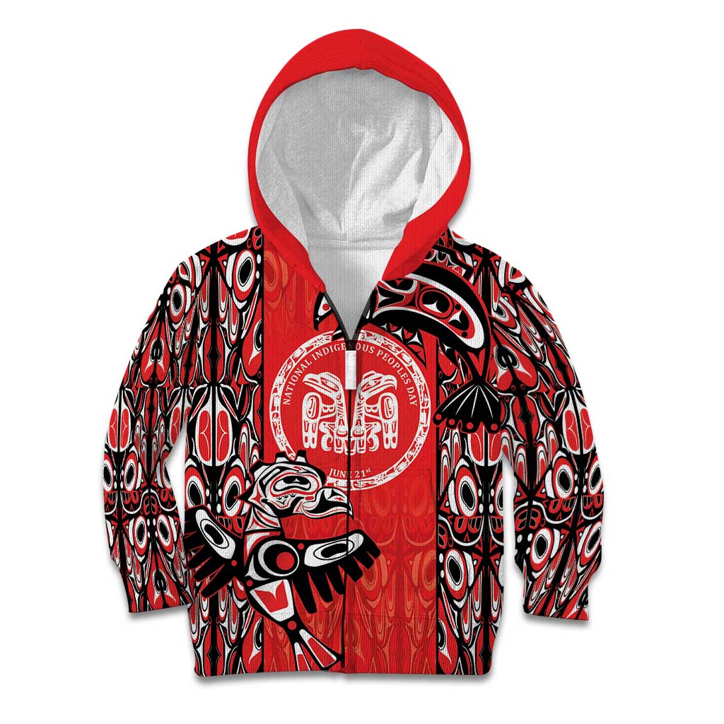 Personalized Canada Indigenous People Day Kid Hoodie Haida Tribe Flag Tattoo Style