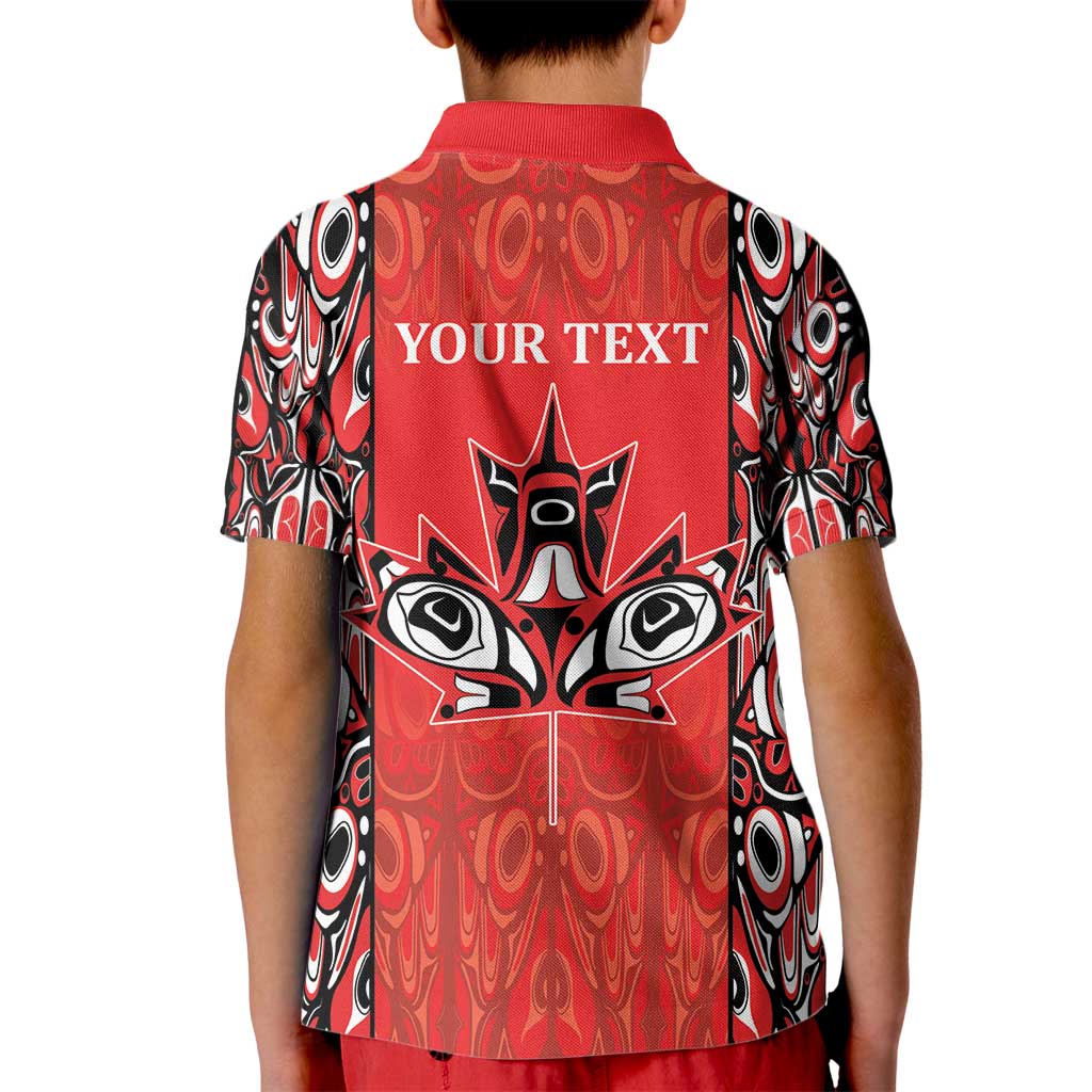 Personalized Canada Indigenous People Day Kid Polo Shirt Haida Tribe Flag Tattoo Style