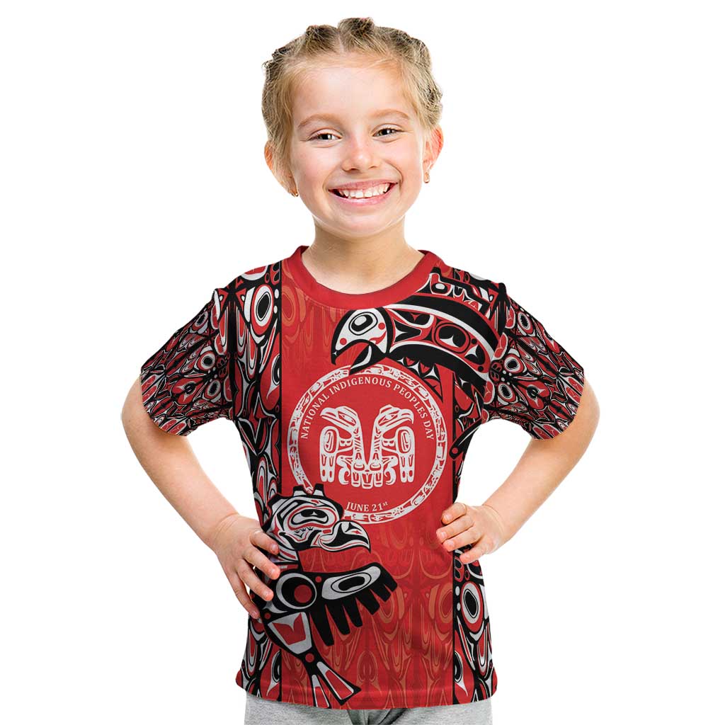 Personalized Canada Indigenous People Day Kid T Shirt Haida Tribe Flag Tattoo Style