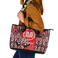 Personalized Canada Indigenous People Day Leather Tote Bag Haida Tribe Flag Tattoo Style
