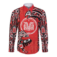 Personalized Canada Indigenous People Day Long Sleeve Button Shirt Haida Tribe Flag Tattoo Style