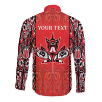 Personalized Canada Indigenous People Day Long Sleeve Button Shirt Haida Tribe Flag Tattoo Style
