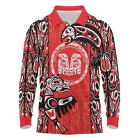 Personalized Canada Indigenous People Day Long Sleeve Polo Shirt Haida Tribe Flag Tattoo Style