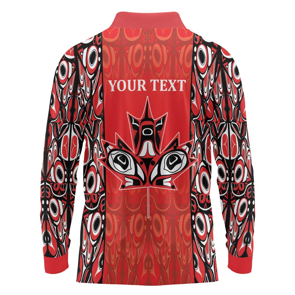 Personalized Canada Indigenous People Day Long Sleeve Polo Shirt Haida Tribe Flag Tattoo Style