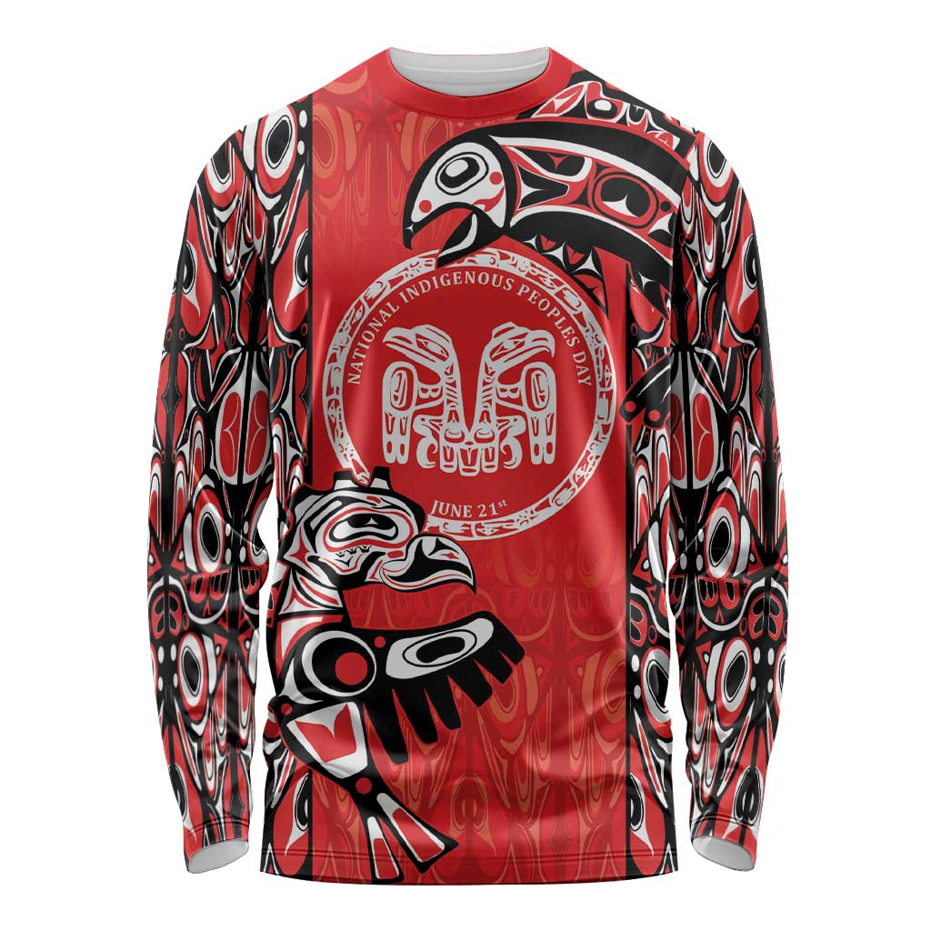 Personalized Canada Indigenous People Day Long Sleeve Shirt Haida Tribe Flag Tattoo Style