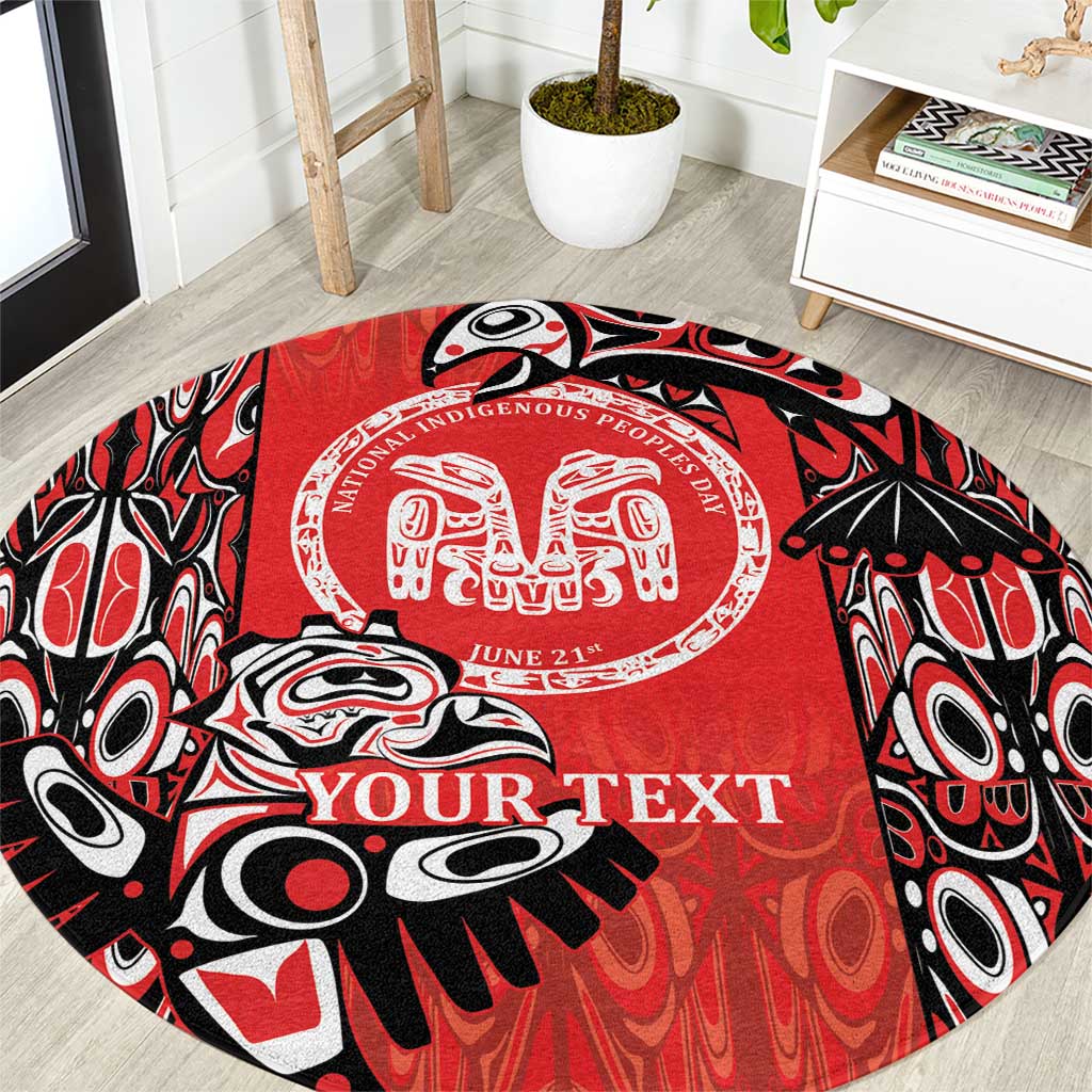 Personalized Canada Indigenous People Day Round Carpet Haida Tribe Flag Tattoo Style