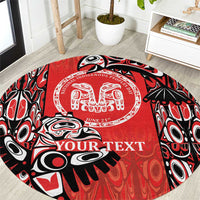 Personalized Canada Indigenous People Day Round Carpet Haida Tribe Flag Tattoo Style