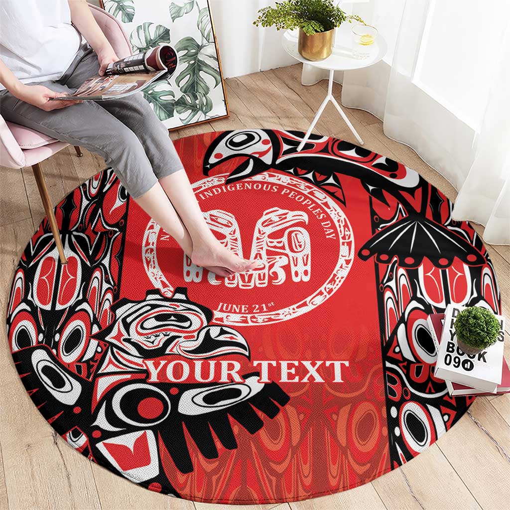Personalized Canada Indigenous People Day Round Carpet Haida Tribe Flag Tattoo Style