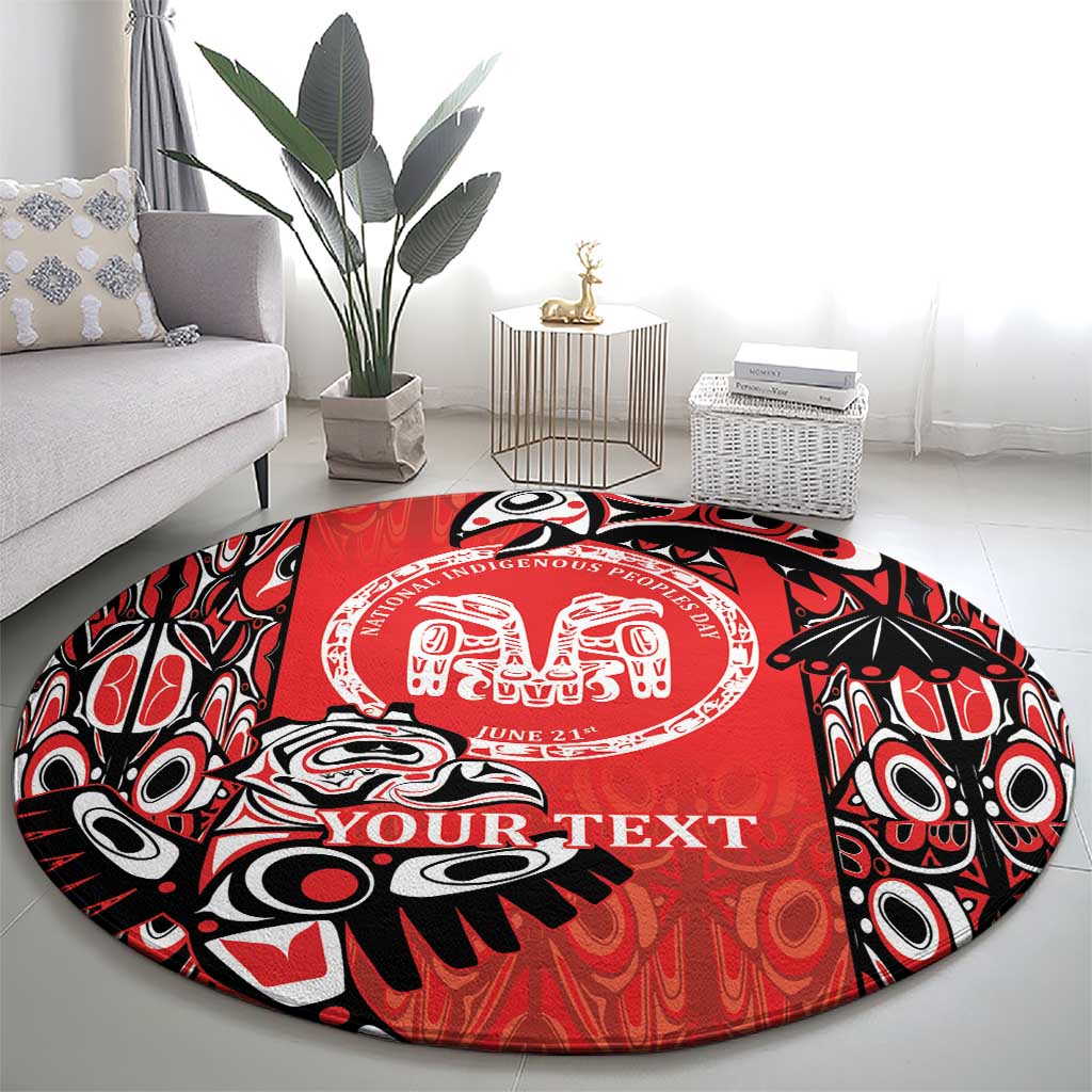 Personalized Canada Indigenous People Day Round Carpet Haida Tribe Flag Tattoo Style