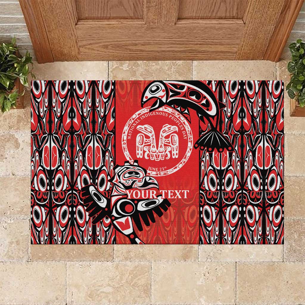 Personalized Canada Indigenous People Day Rubber Doormat Haida Tribe Flag Tattoo Style