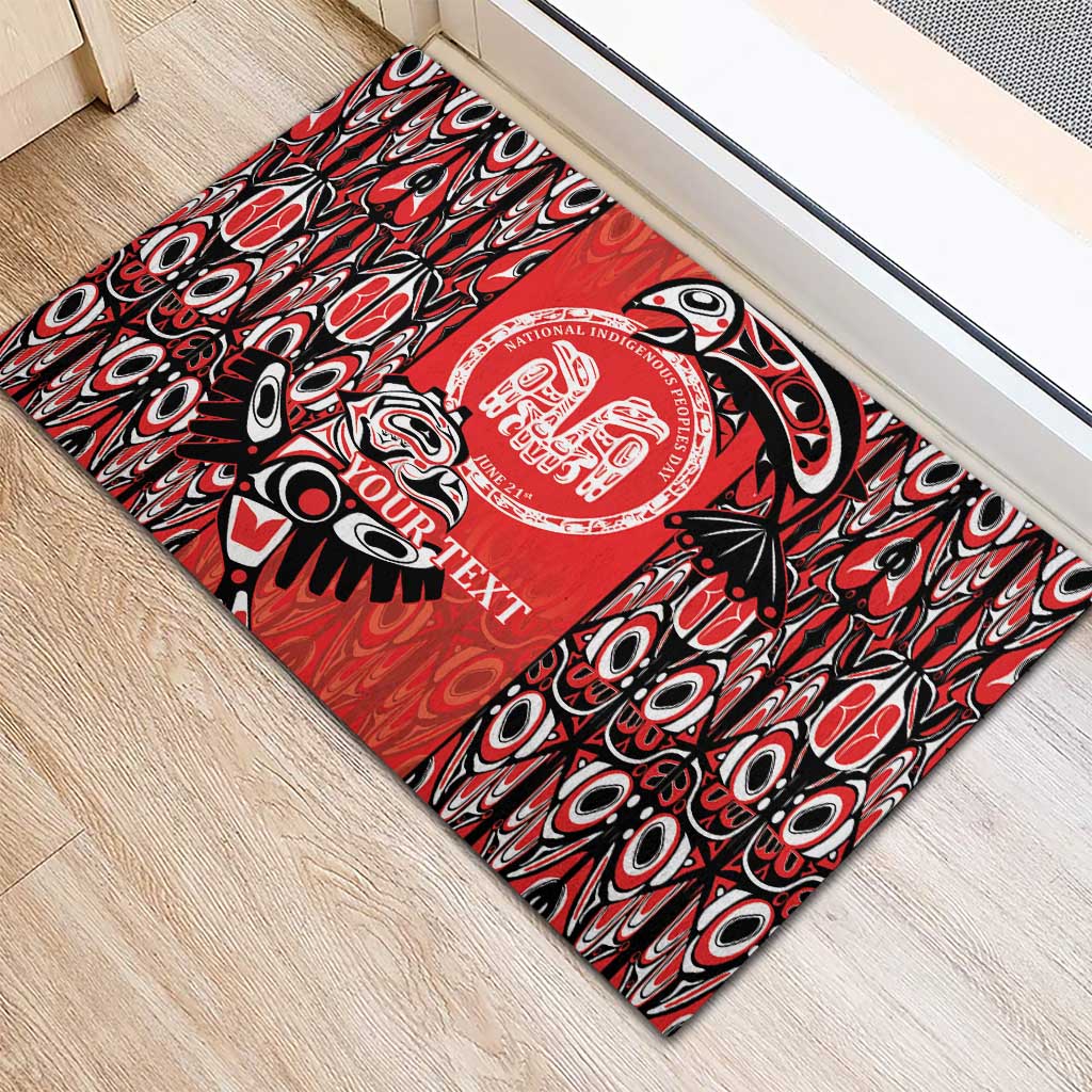 Personalized Canada Indigenous People Day Rubber Doormat Haida Tribe Flag Tattoo Style