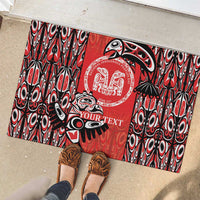 Personalized Canada Indigenous People Day Rubber Doormat Haida Tribe Flag Tattoo Style