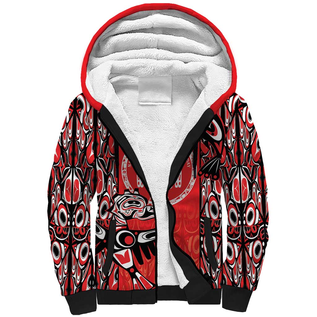 Personalized Canada Indigenous People Day Sherpa Hoodie Haida Tribe Flag Tattoo Style