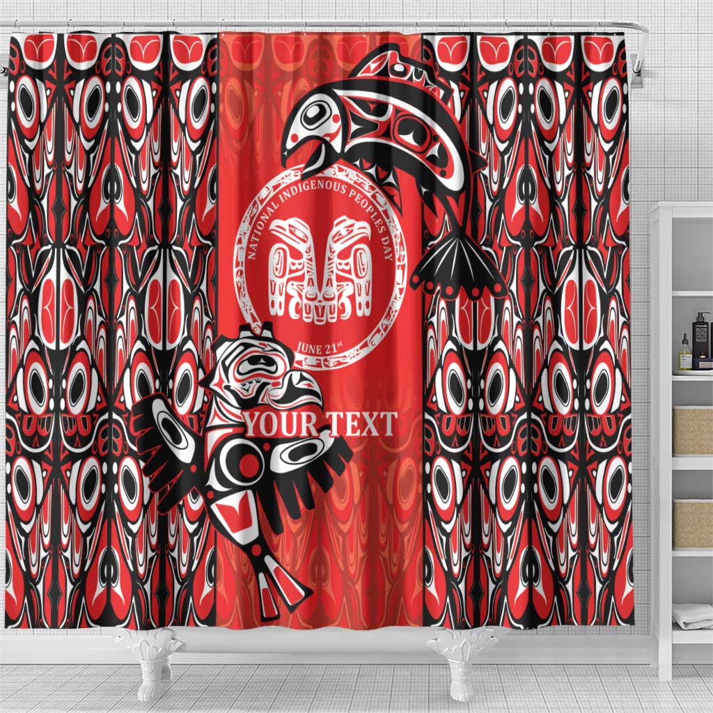 Personalized Canada Indigenous People Day Shower Curtain Haida Tribe Flag Tattoo Style