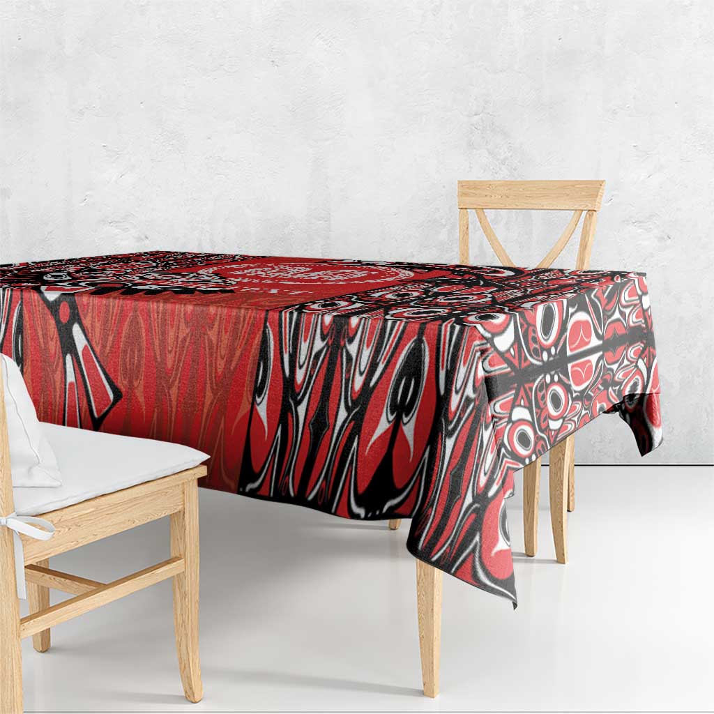 Personalized Canada Indigenous People Day Tablecloth Haida Tribe Flag Tattoo Style