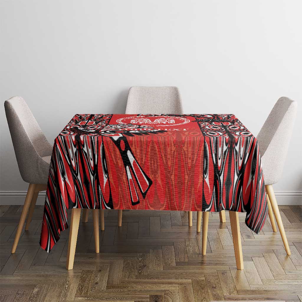 Personalized Canada Indigenous People Day Tablecloth Haida Tribe Flag Tattoo Style