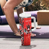 Personalized Canada Indigenous People Day Tumbler With Handle Haida Tribe Flag Tattoo Style