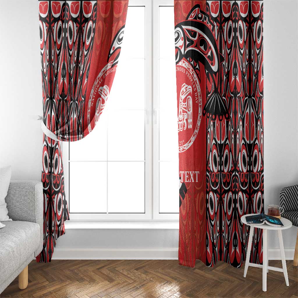 Personalized Canada Indigenous People Day Window Curtain Haida Tribe Flag Tattoo Style