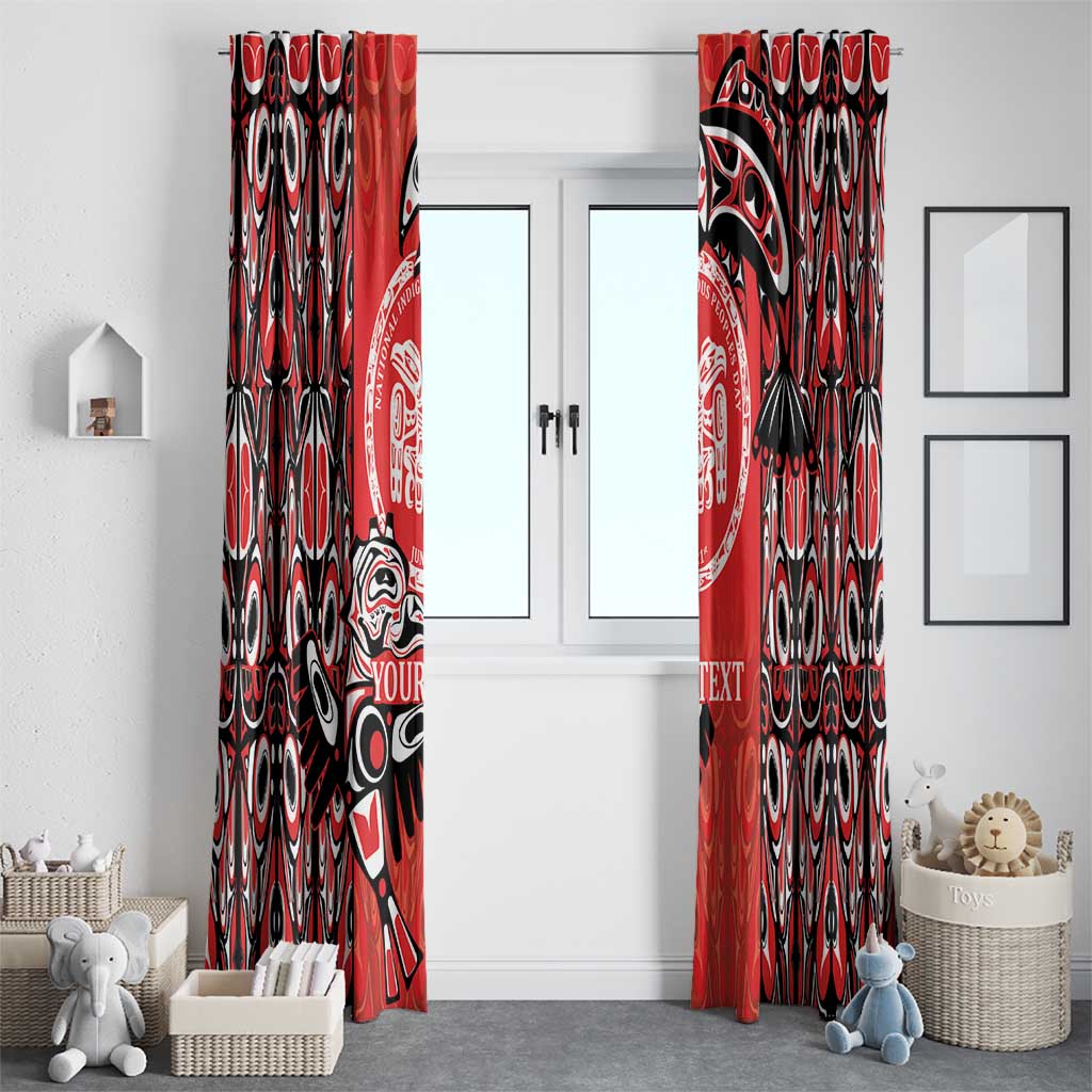 Personalized Canada Indigenous People Day Window Curtain Haida Tribe Flag Tattoo Style