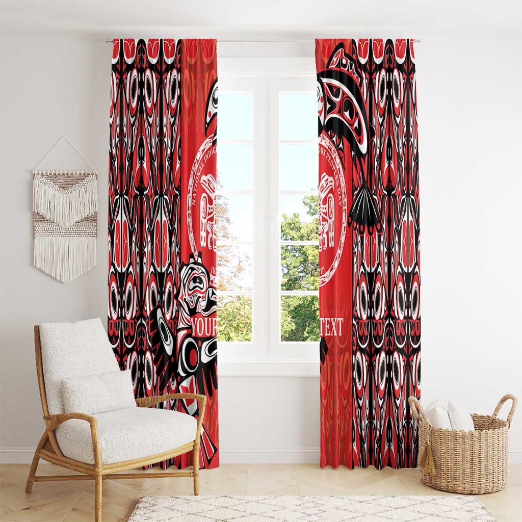 Personalized Canada Indigenous People Day Window Curtain Haida Tribe Flag Tattoo Style