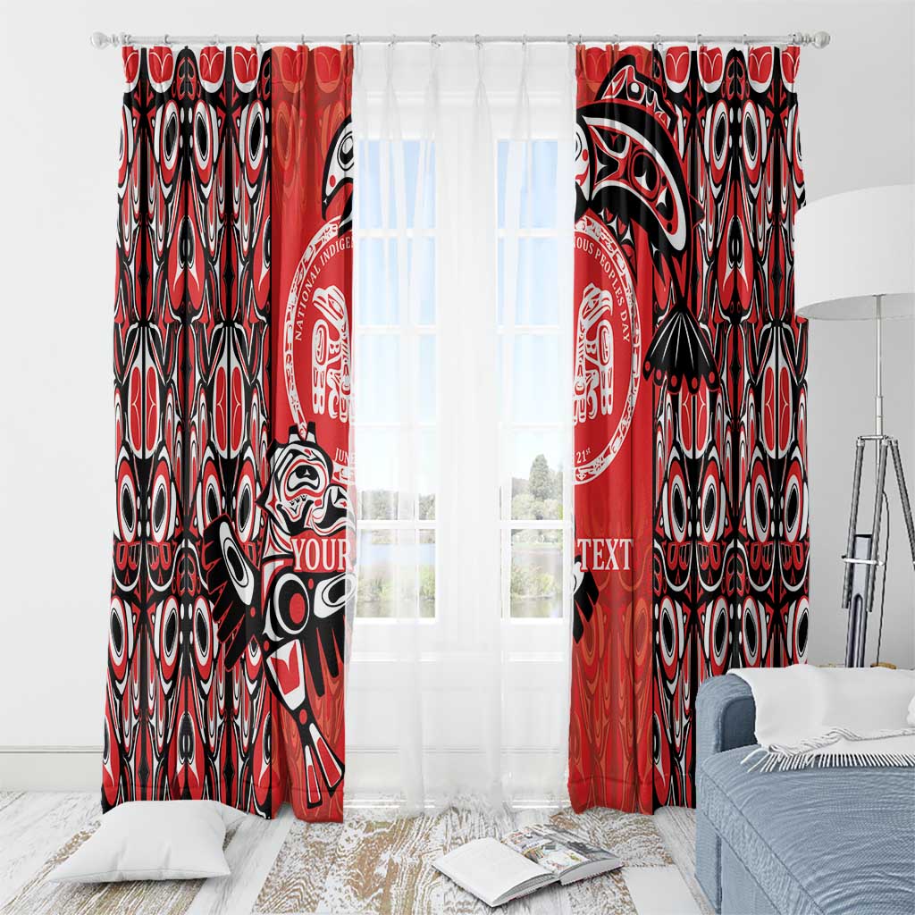 Personalized Canada Indigenous People Day Window Curtain Haida Tribe Flag Tattoo Style