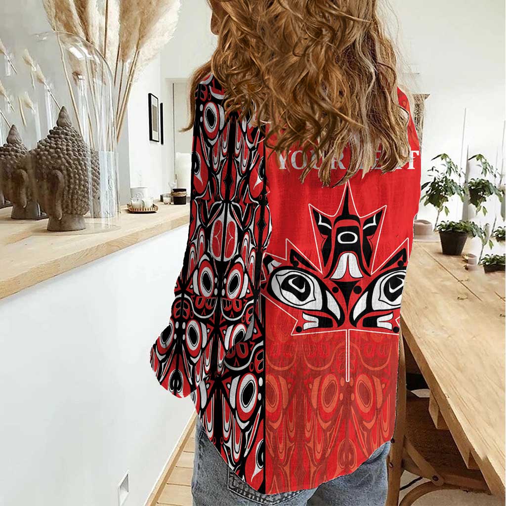 Personalized Canada Indigenous People Day Women Casual Shirt Haida Tribe Flag Tattoo Style