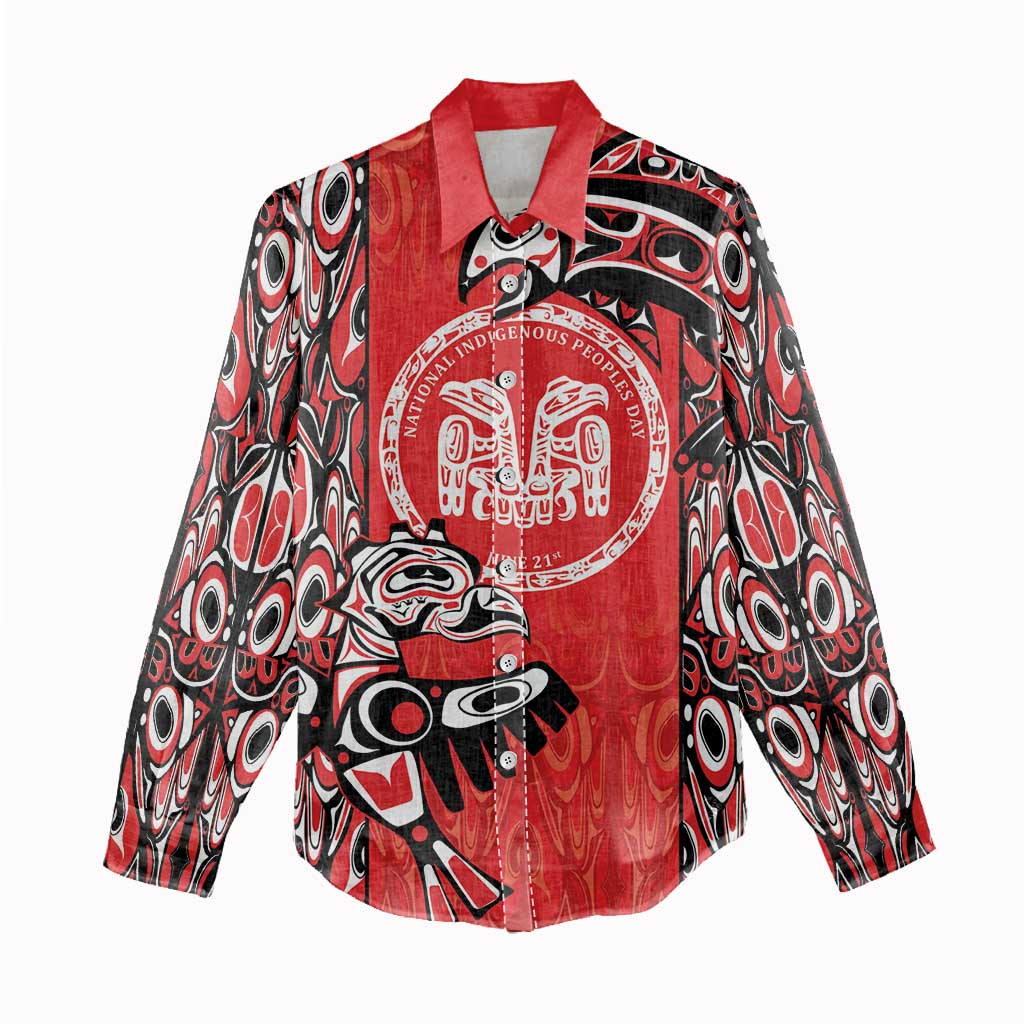 Personalized Canada Indigenous People Day Women Casual Shirt Haida Tribe Flag Tattoo Style