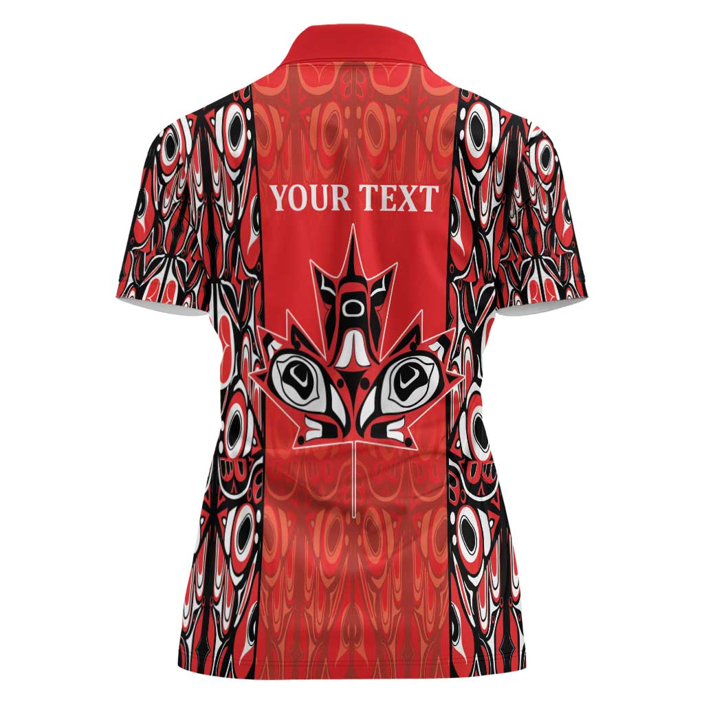 Personalized Canada Indigenous People Day Women Polo Shirt Haida Tribe Flag Tattoo Style