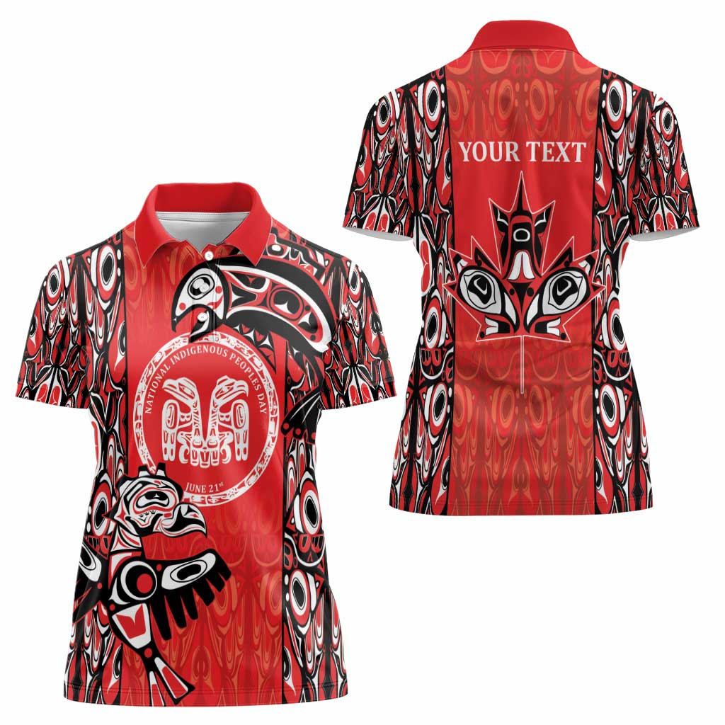 Personalized Canada Indigenous People Day Women Polo Shirt Haida Tribe Flag Tattoo Style