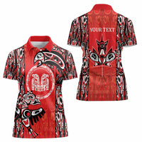 Personalized Canada Indigenous People Day Women Polo Shirt Haida Tribe Flag Tattoo Style