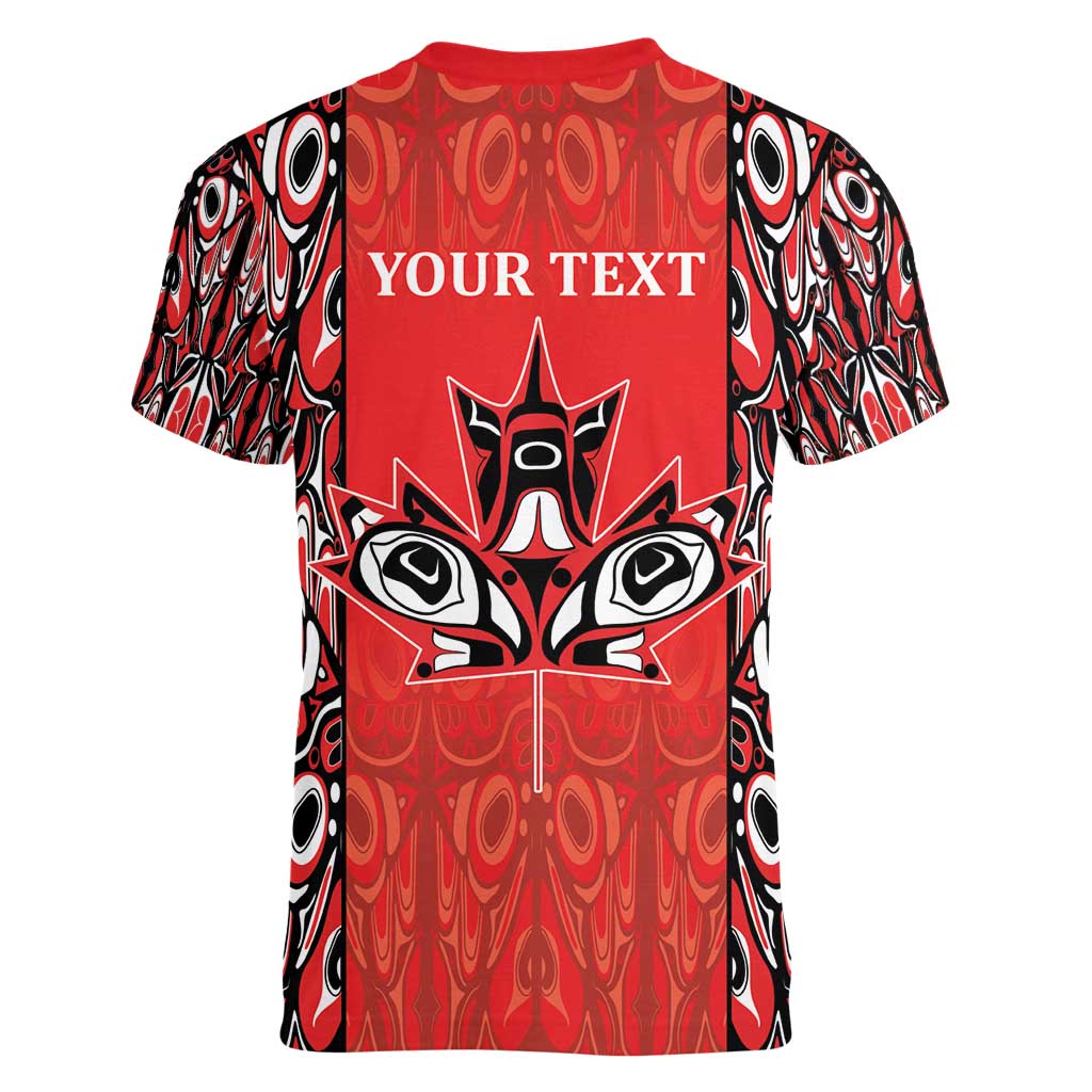 Personalized Canada Indigenous People Day Women V-Neck T-Shirt Haida Tribe Flag Tattoo Style