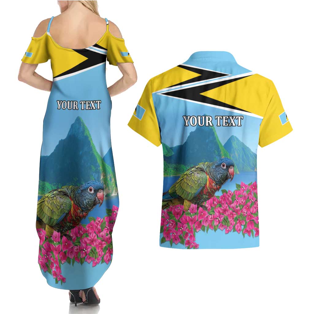 Personalized Pitons Saint Lucian Bougainvillea Couples Matching Summer Maxi Dress and Hawaiian Shirt