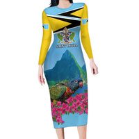 Personalized Pitons Saint Lucian Bougainvillea Family Matching Long Sleeve Bodycon Dress and Hawaiian Shirt