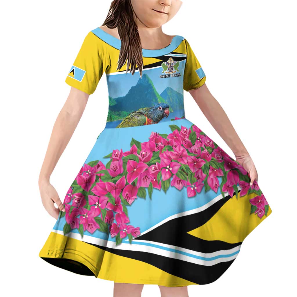 Personalized Pitons Saint Lucian Bougainvillea Family Matching Off Shoulder Short Dress and Hawaiian Shirt