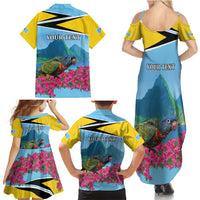 Personalized Pitons Saint Lucian Bougainvillea Family Matching Summer Maxi Dress and Hawaiian Shirt