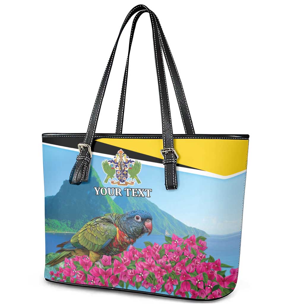 Personalized Pitons Saint Lucian Bougainvillea Leather Tote Bag