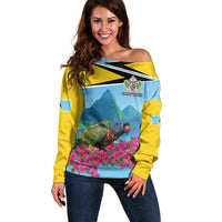 Personalized Pitons Saint Lucian Bougainvillea Off Shoulder Sweater
