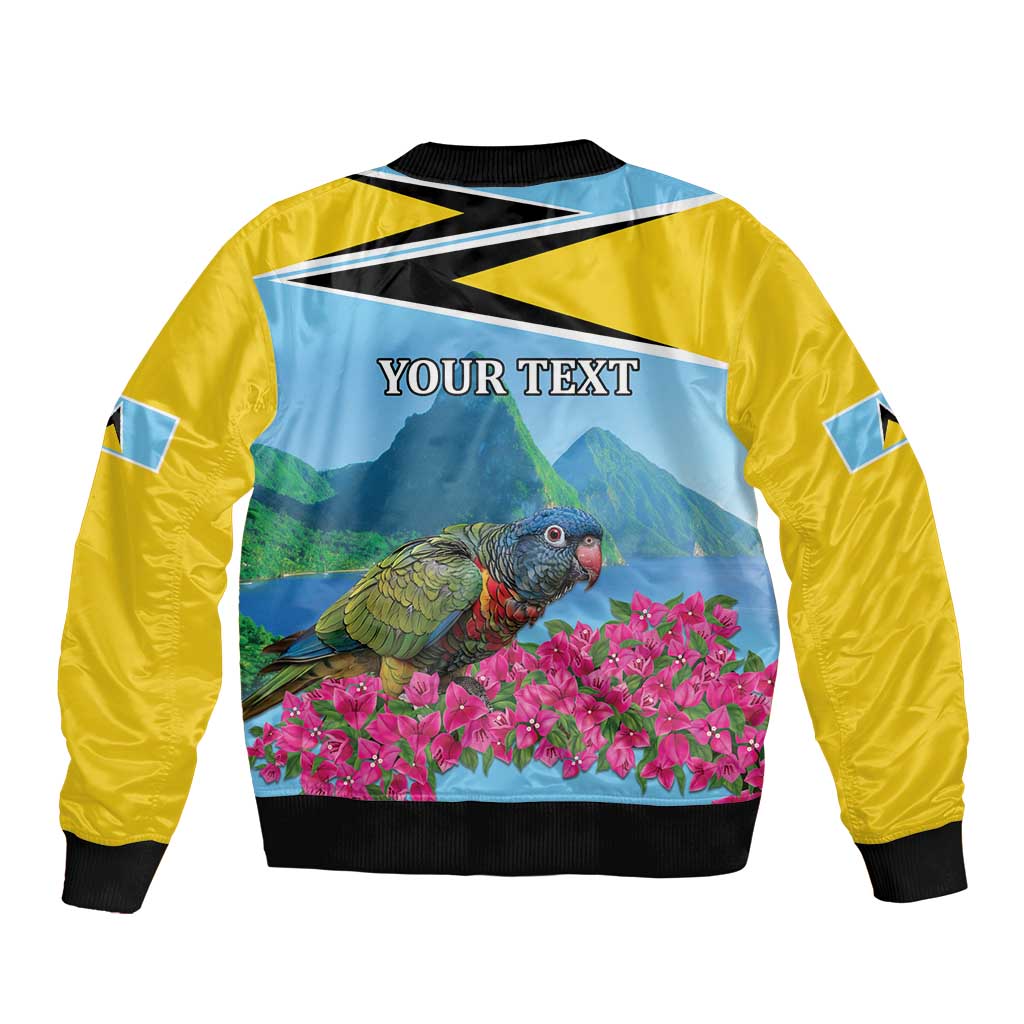 Personalized Pitons Saint Lucian Bougainvillea Sleeve Zip Bomber Jacket