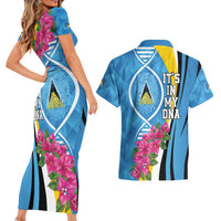 Saint Lucia Flag Pride It's in My DNA Couples Matching Short Sleeve Bodycon Dress and Hawaiian Shirt