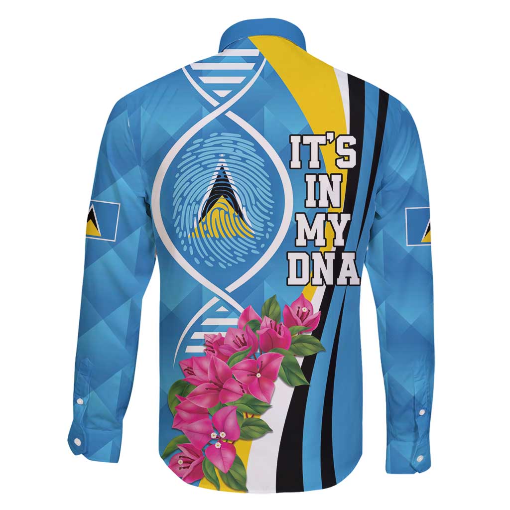 Saint Lucia Flag Pride It's in My DNA Family Matching Long Sleeve Bodycon Dress and Hawaiian Shirt