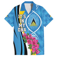 Saint Lucia Flag Pride It's in My DNA Family Matching Off Shoulder Short Dress and Hawaiian Shirt