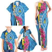 Saint Lucia Flag Pride It's in My DNA Family Matching Tank Maxi Dress and Hawaiian Shirt