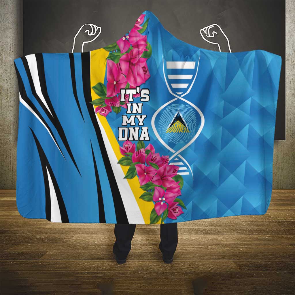 Saint Lucia Flag Pride It's in My DNA Hooded Blanket