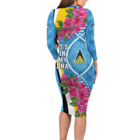 Saint Lucia Flag Pride It's in My DNA Long Sleeve Bodycon Dress