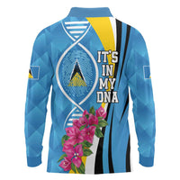 Saint Lucia Flag Pride It's in My DNA Long Sleeve Polo Shirt
